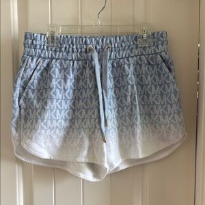 Michael Kors Blue and White Athletic Shorts with Gradient Design